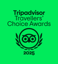 tripadvisor travellers award logo black letters on a lime green background